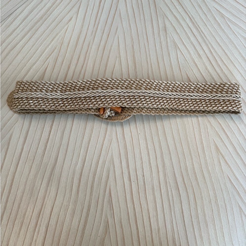 Woven Round Buckle Braided Belt - Natural Beige - Picture 5 of 9